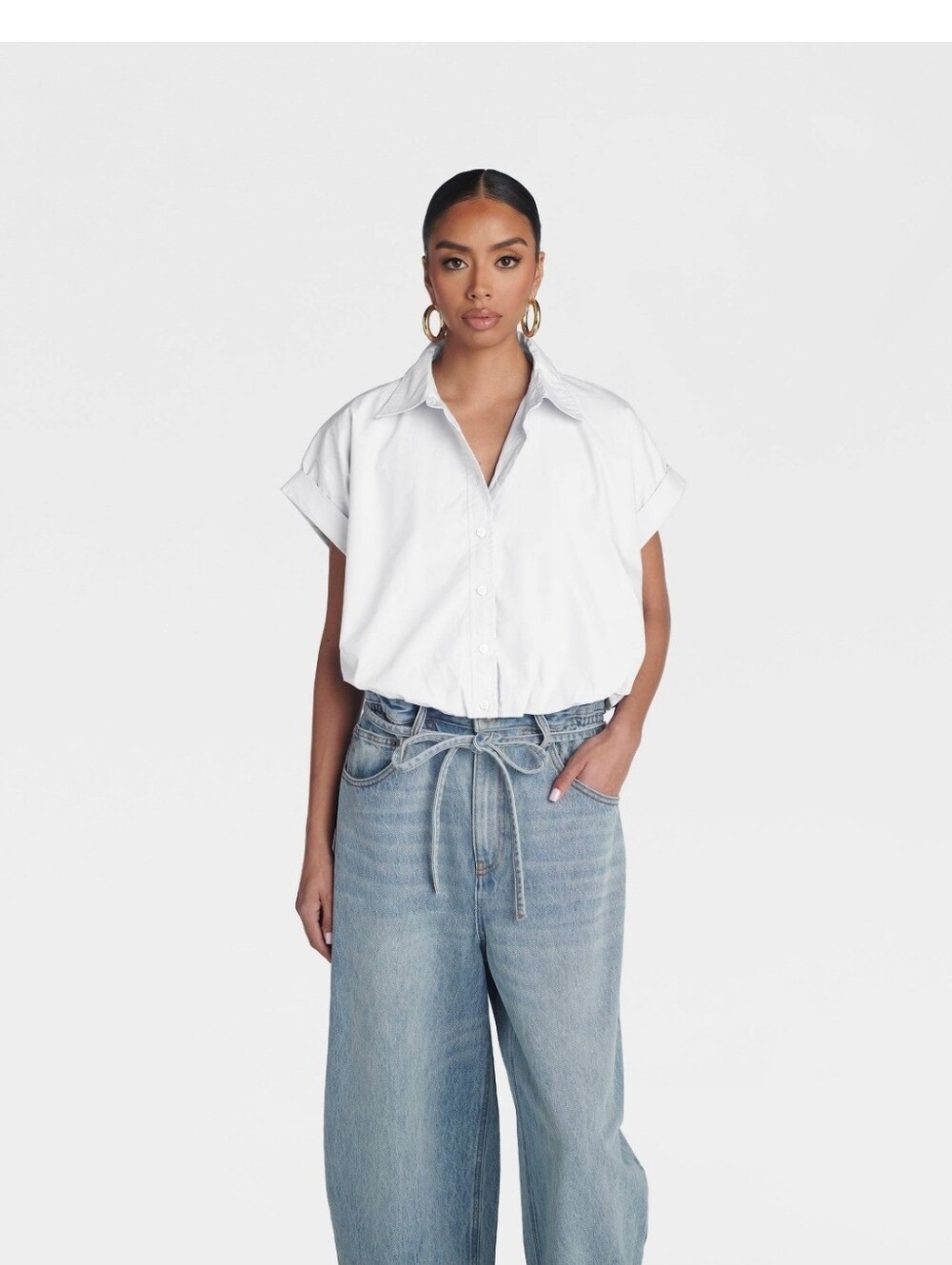 KBB by KAHLANA Women 'The Cropped Bubble Shirt' - White Size  S